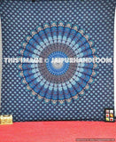 blue peacock mandala tapestry hippie dorm room tapestries sofa couch cover-Jaipur Handloom