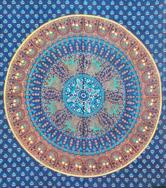 blue trippy tapestry cool college dorm tapestries bohemian twin bedding-Jaipur Handloom