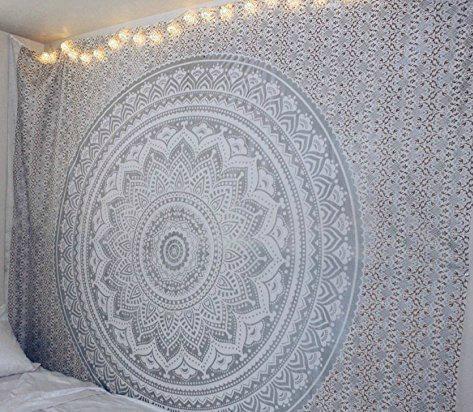 bohemain grey ombre tapestry wall hanging dorm room full size bedding-Jaipur Handloom