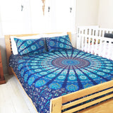 bohemian cotton bedding set in queen size and 2 matching pillows-Jaipur Handloom