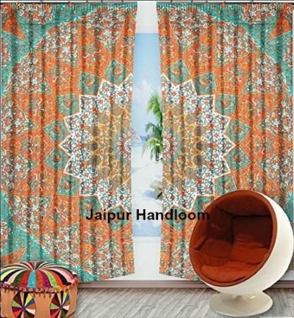 bohemian dorm room curtains indian mandala door drapes window treatment-Jaipur Handloom