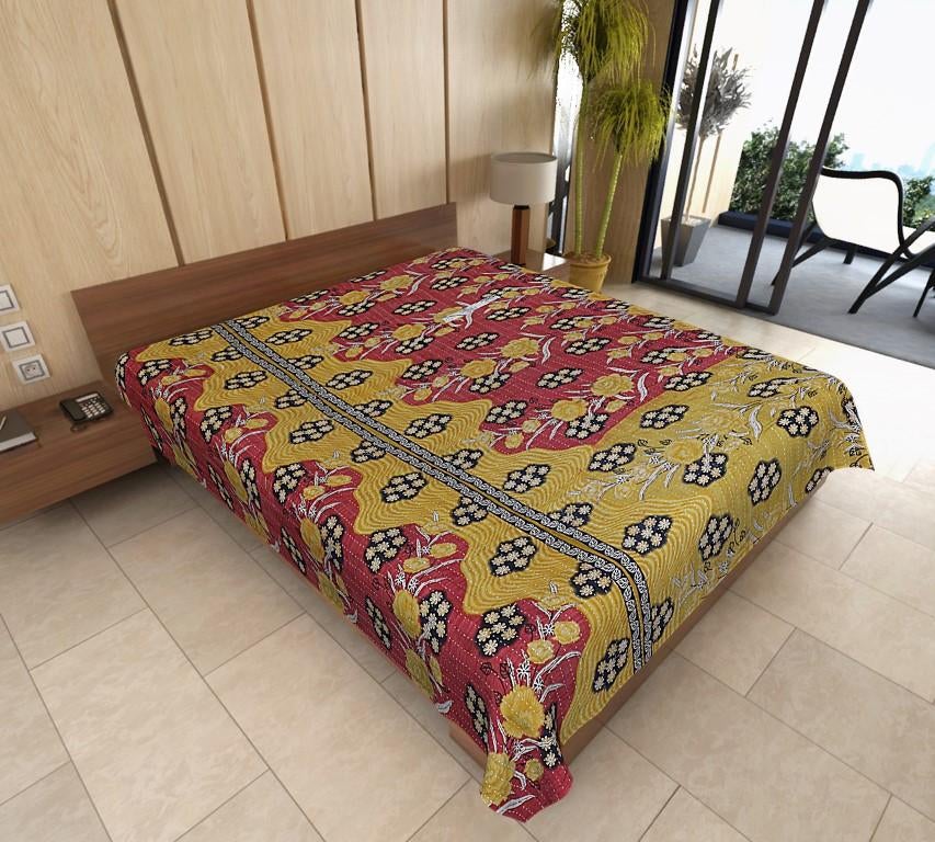 bohemian dorm room kantha throw indian vintage kantha bedcover-Jaipur Handloom