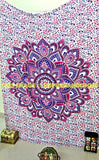 bohemian floral mandala tapestry cute pink boho chick bed cover blanket-Jaipur Handloom