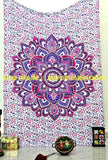 bohemian floral mandala tapestry cute pink boho chick bed cover blanket-Jaipur Handloom