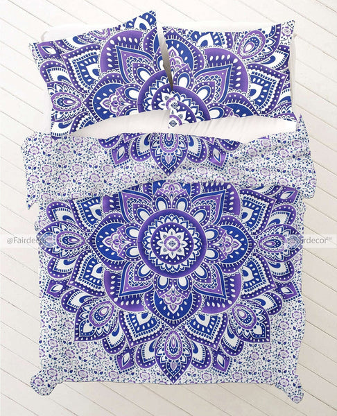 bohemian indian mandala duvet cover set with 2 matching pillows - Isha-Jaipur Handloom