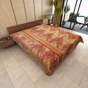 bohemian indian sari kantha blanket hand stitched baby bedcover-Jaipur Handloom