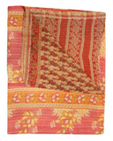 bohemian indian sari kantha blanket hand stitched baby bedcover-Jaipur Handloom