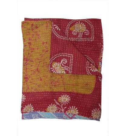 Bohemian kantha throw vintage sari hand quilted bedspread on sale-Jaipur Handloom