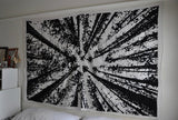 bohemian locust tree wall hanging hippie black & white tapestries-Jaipur Handloom