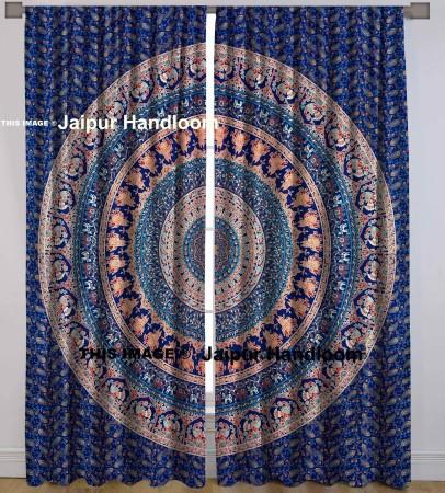 bohemian mandala curtains indian cotton window hanging door drapes-Jaipur Handloom