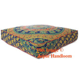 bohemian mandala square floor pillows 35" XL outdoor seating pouf ottoman cover
