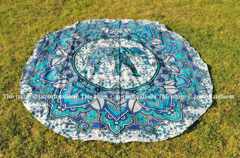 bohemian round sofa cover cotton mandala table cloth hippie round tapestry-Jaipur Handloom