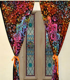 Bohemian Tie Dye Mandala Tapestry Windows Hanging 2 Panels Door Curtains-Jaipur Handloom