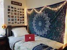 bohemian wall hanging cotton mandala blanket twin bed cover-Jaipur Handloom