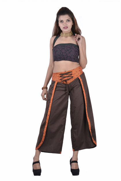 Brown women short pants capris style women legging loose summer pants-Jaipur Handloom