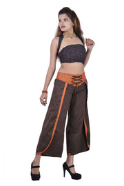 Brown women short pants capris style women legging loose summer pants-Jaipur Handloom