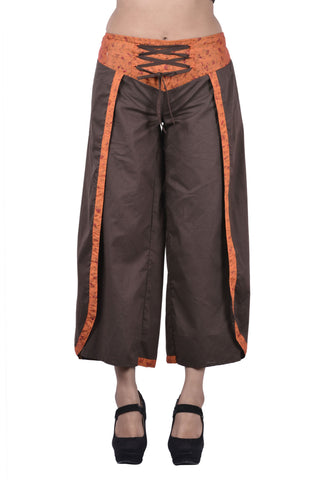 Brown women short pants capris style women legging loose summer pants-Jaipur Handloom