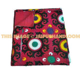 christmas gift - antique kantha quilt in queen size handmade kantha bedding for bedroom
