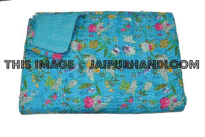 christmas gift - tropicana kantha bedspread queen kantha quilt indian handmade blanket sofa throw