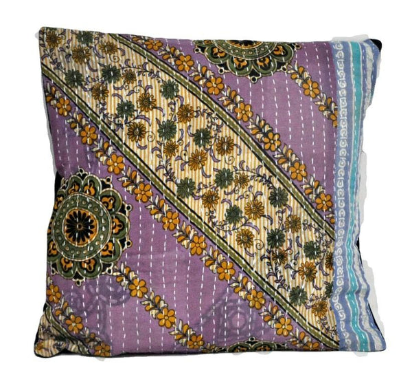 cotton handmade pillow covers vintage sari kantha throw pillows | Jaipur Handloom