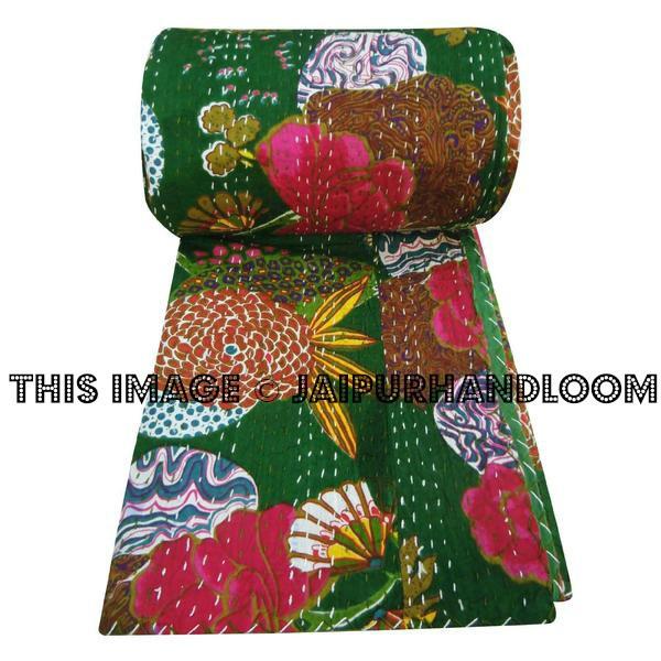 cotton kantha throws