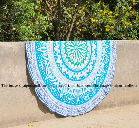 cotton mandala round bedsheet hippie beach throw cotton beach towels-Jaipur Handloom