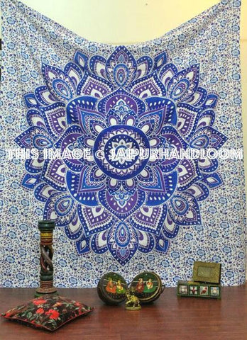 creative dorm room ideas - purple and blue floral ombre dorm room tapestry-Jaipur Handloom