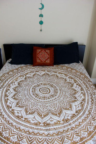 cute golden ombre tapestry hippie trippy golden dorm room tapestry-Jaipur Handloom