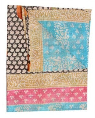 decorative kantha curtains bohemian bedroom kantha bedspread blanket-Jaipur Handloom