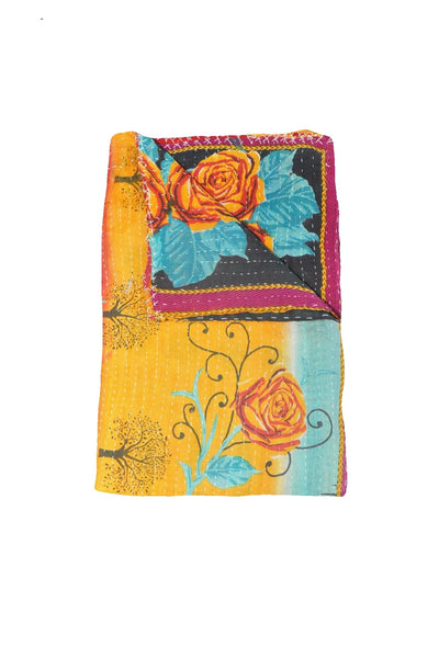 floral kantha quilt blanket