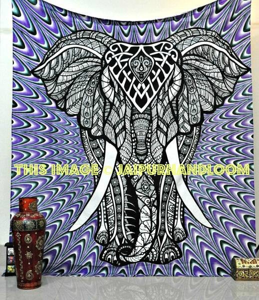dorm room elephant tapestries bohemian psychedelic tapestry wall hanging-Jaipur Handloom