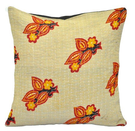 Dorm room sofa cushions bohemian dining chair kantha pillows p87-Jaipur Handloom