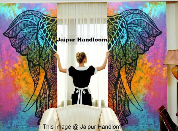 elephant door curtains bohemian windows 2 panel curtains drapery-Jaipur Handloom