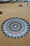 elephant mandala round beach throw boho chic soft beach towels cotton table cloth-Jaipur Handloom