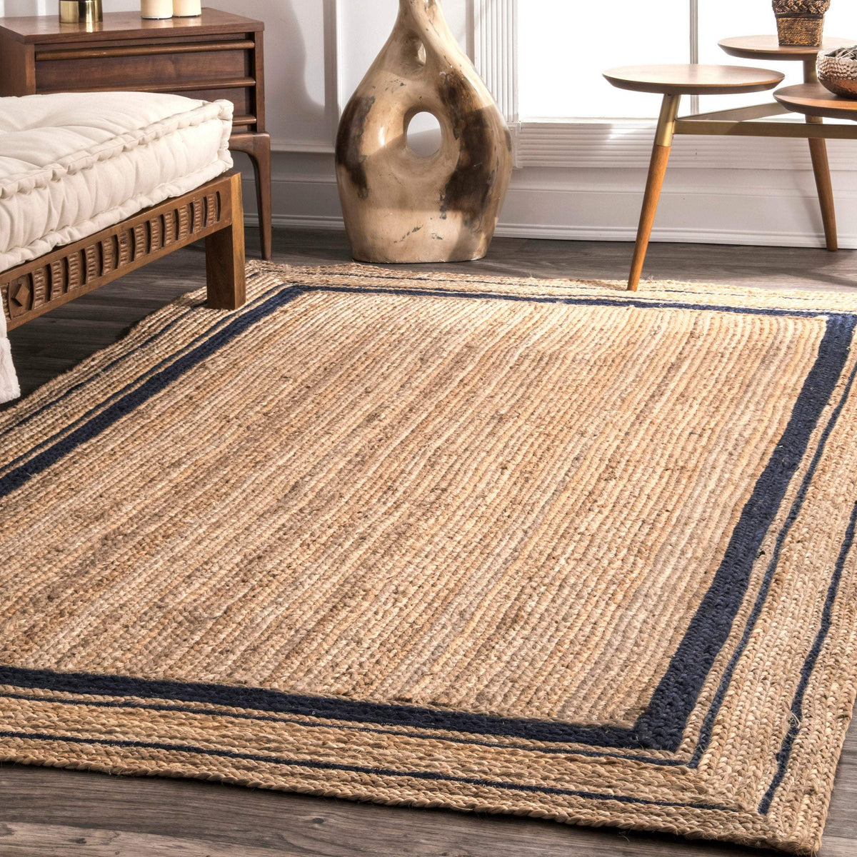extra large jute rug rectangle 8X10 feet, natural fiber rug for living room on sale