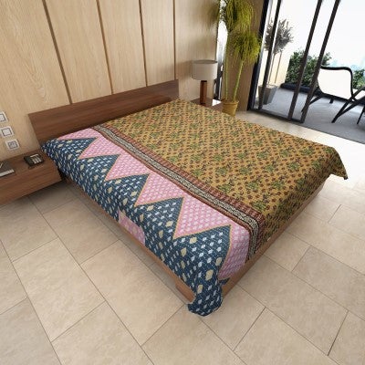 fair trade indian sari kantha quilt bohemian quilted bedspread coverlet-Jaipur Handloom