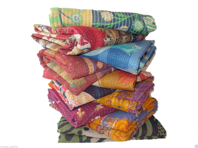 fair trade kantha quilt gudri rali- wholesale lot of 3 pc kantha quilt-Jaipur Handloom