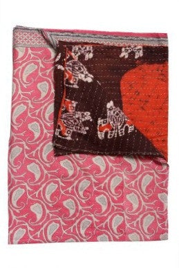 fair trade kantha throw vintage quilted bedspread decorative curtains-Jaipur Handloom