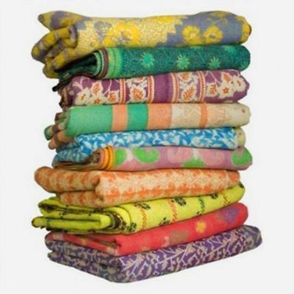 fair trade kantha throw wholesale - 10 pc set of vintage kantha quilt-Jaipur Handloom