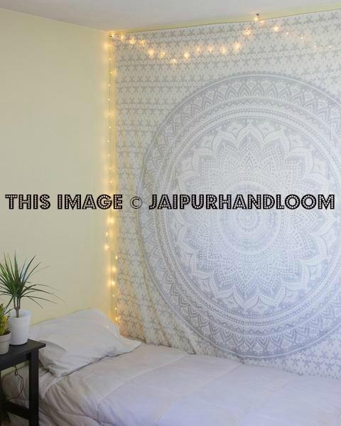 gray mandala bed cover-Jaipur Handloom