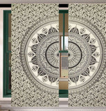 Gray Mandala Curtain Set Boho Indian Tapestry Window Hanging Door Drapes-Jaipur Handloom
