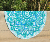 green floral round beach towels bohemian picnic blanket throw cotton yoga mat-Jaipur Handloom