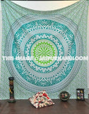 green mandala bohemian tapestry bedding indian bedspread-Jaipur Handloom