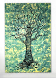 green tie dye tree of life tapestry bedspread college tapestry for dorm-Jaipur Handloom