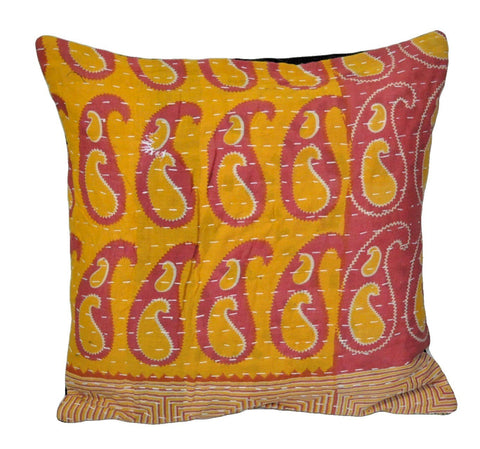 Hand Quilted Decorative Throw Pillows For Couch Indian Bedroom Cushions 16-S-Jaipur Handloom