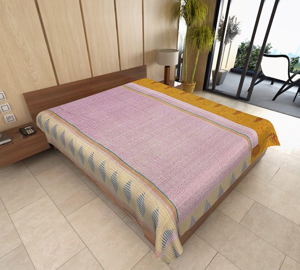 hand stitched baby blanket vintage kantha quilt bedspread beach throw-Jaipur Handloom