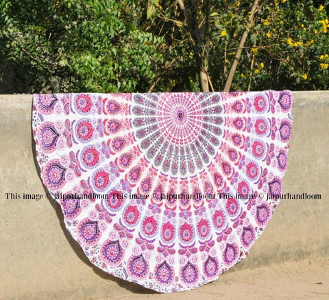 handmade cotton beach towels boho chic beach blanket ethnic mandala yoga mat-Jaipur Handloom