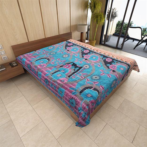 handmade kantha yoga mat vintage sari kantha throws blankets-Jaipur Handloom