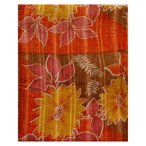 handmade vintage kantha throw indian sari sofa cover beach blanket-Jaipur Handloom