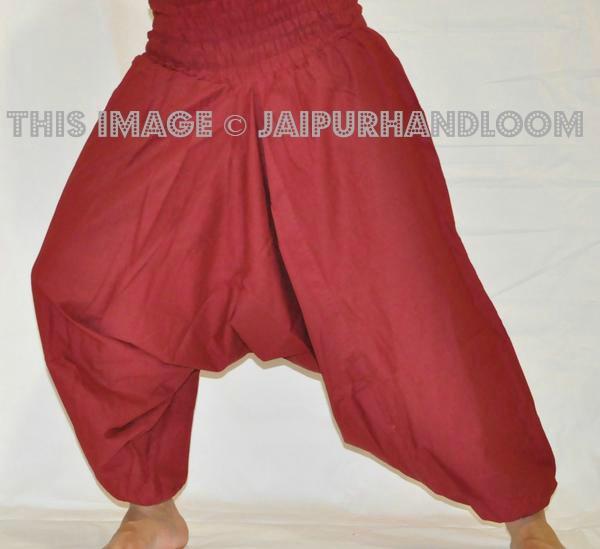Elastic Waist Red Harem Pants - Şaman Butik | Boho Fashion